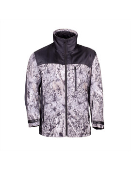 Hunting Mid Thigh length Waterfowl Jacket DURA LITE in Snow Camo fabric